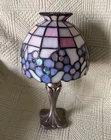 Vintage PartyLite Hydrangea Tiffany Style Stained Glass Candle Fairy Lamp 10.5”