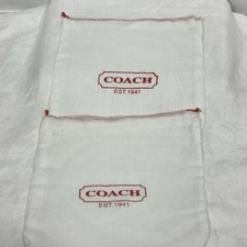 2 New COACH White Jewelry Dust Bag With Red Drawstring 8x7.5  