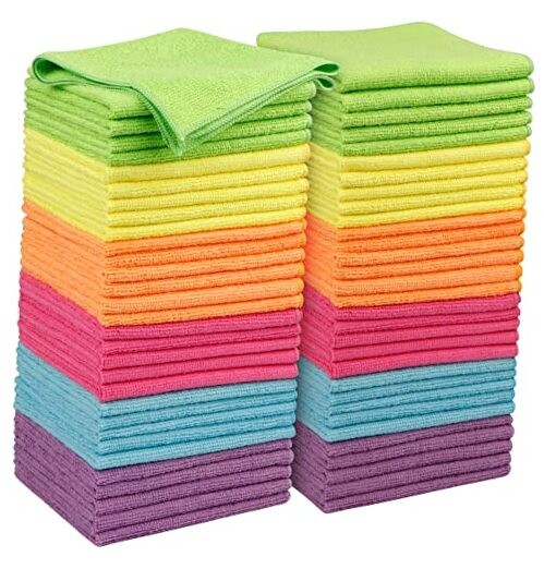 60-Pack Multicolor Highly Absorbent Microfiber Cleaning Cloths