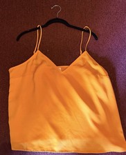 A New Day Orange Woven Spaghetti Strap V-Neck Sleeveless Camisole Tank Top L