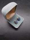 Vintage Australian Black Opal Sterling Silver, Gold Plated Stud Earrings. VGC
