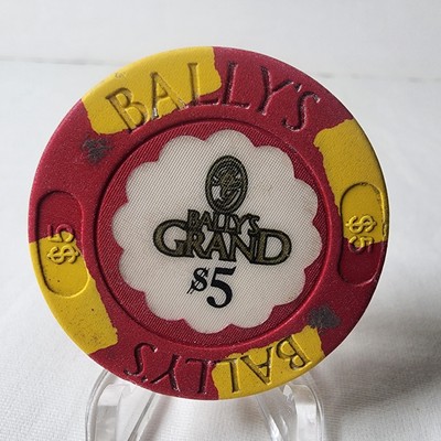 Bally s Grand $5 Gaming Casino Poker Gaming Chip Atlantic City New Jersey 