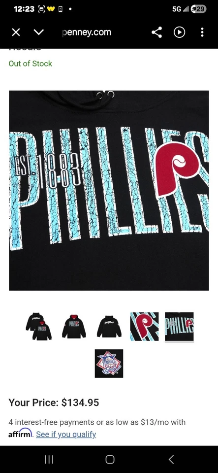 New Mitchell Ness Philadelphia Phillies Hoodie Size Small - Image 2 of 4