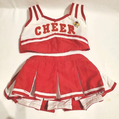 Build a Bear Cheer 2 Pc Red White Skirt Top Clothes Dress Up Play BABW