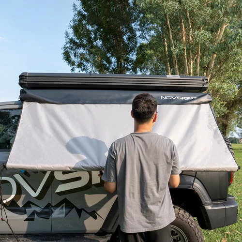 6.6'L x 9.8' WRooftop Car Side Pull Out Sun Shade Awning Outdoor Camping Travel - Picture 8 of 13