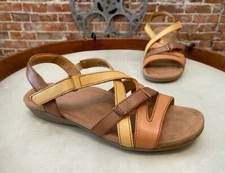 Earth Origins Yellow Brown Multi Leather Strappy Sandals Brandi New