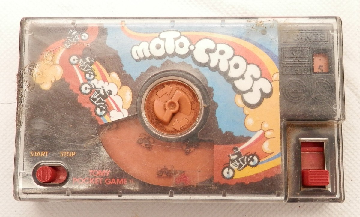Vintage Tomy Pocket Game Moto Cross - 1980's Handheld Motorcycle