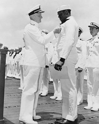 #ad #ad Admiral Chester Nimitz awards Navy Cross to Doris Miller WWII Photo Print $14.99