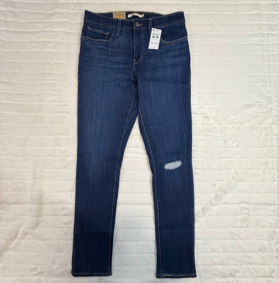 Женские джинсы Levis 30x30 синяя джинсовая ткань 311 формирующие узкие эластичные панель живота повседневные - Изображение 2 из 4