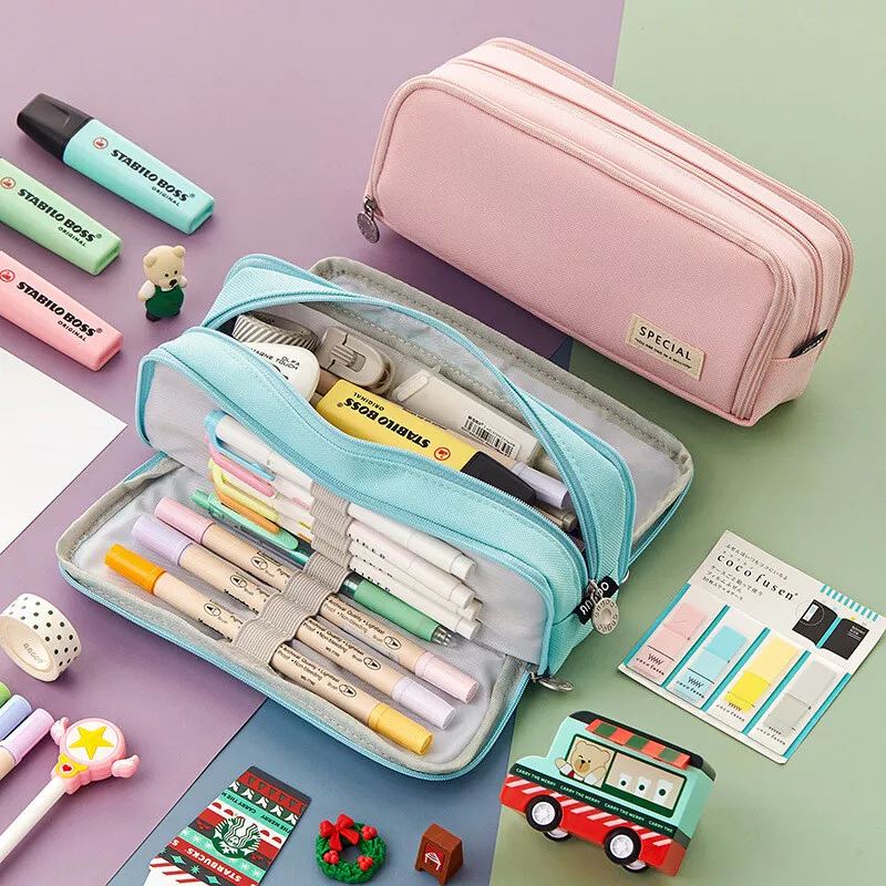  Big Capacity Pencil Cases 4 Compartment Pencil case Pencil Pouch  Aesthetic Large for Girls Women, Portable Pencil case with Handle,  Stationery Organizer Pen Bag with Zipper for College School Office 