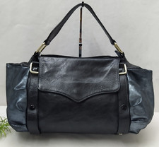 Rebecca Minkoff Colorblock Black Gray Leather Double Handle Zipper Satchel Bag
