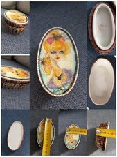 Vintage rara Scatolina Ceramica Volto Donna Craquele