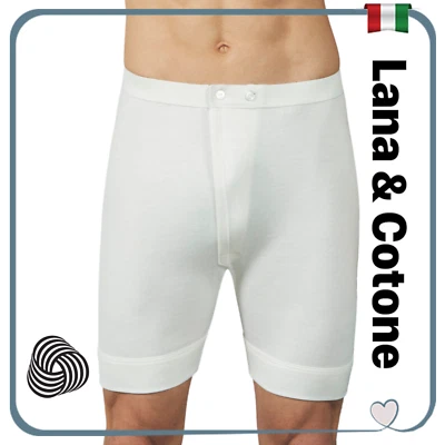 Mutande Uomo Lunghe in LANA e COTONE Boxer Gamba Corta Mutandoni Aperti Apertura