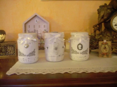 Upcycling  Set 3 Gläser Unikat Shabby chic Landhaus Brocante    - Bild 1 von 4