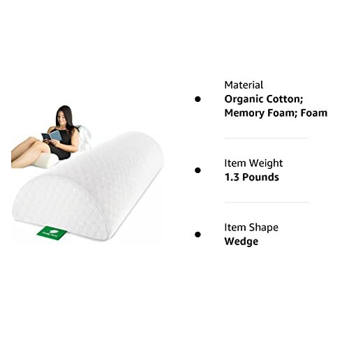 Half Moon Bolster Pillow Lumbar Leg Back Support for Sleepers