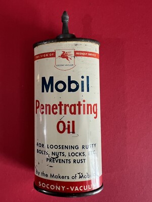 Vintage Mobil Lead Top Penetrating Oil Oiler Can Socony Pegasus Handy ...