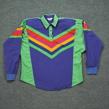 Vintage Roper Shirt Womens Large Green Purple Western Collared 80s 90s