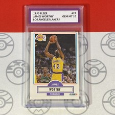 Graded 10 1990 Fleer James Worthy Card 97 MINT Los Angeles Lakers GEM MINT