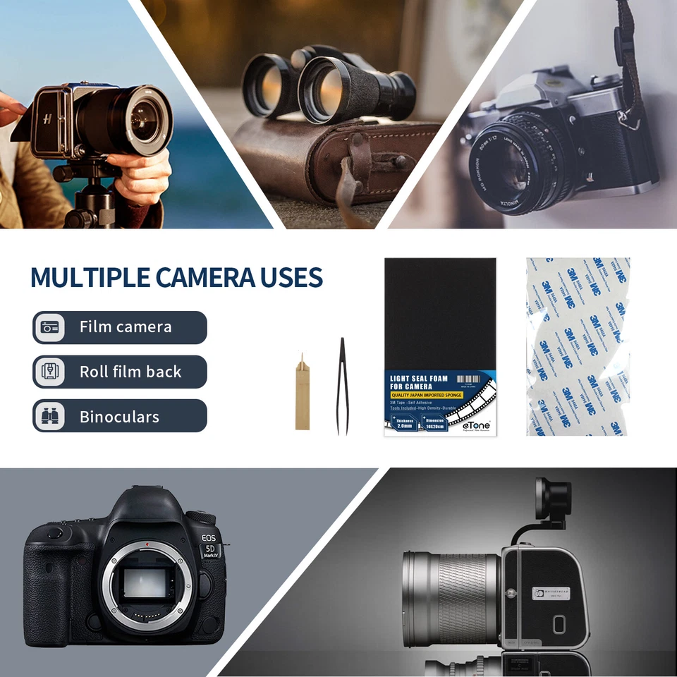 Self Adhesive Film Camera Back Repair Light Proof Seal Foam Sponge Sheet 10x20cm - Image 3 of 4