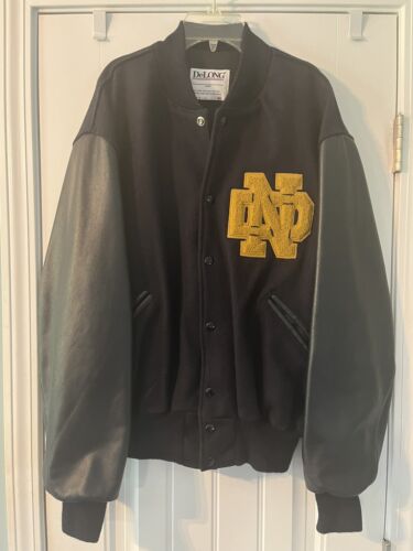 Vintage Delong Notre Dame Fighting Irish Varsity Letterman Jacket Size L 46 NWOT - Picture 1 of 7