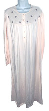 Vtg Triumph International Embroidered Pink Cotton Knit Nightgown Sz 44 / US L