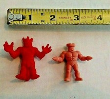 Two Vintage M.U.S.C.L.E. Figures/Kinnikuman/1 Flesh and 1 Red Tone/1980's