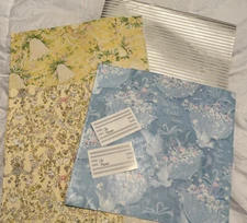 Vtg Lot/5 Wrapping Paper Sheets Gift Wrap Wedding New Bride Shower Stripe MCM