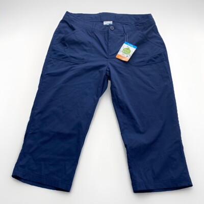 NWT Columbia PFG UPF50 Ultimate Break Wake Capri Pants Women s 10/ins 20  Blue