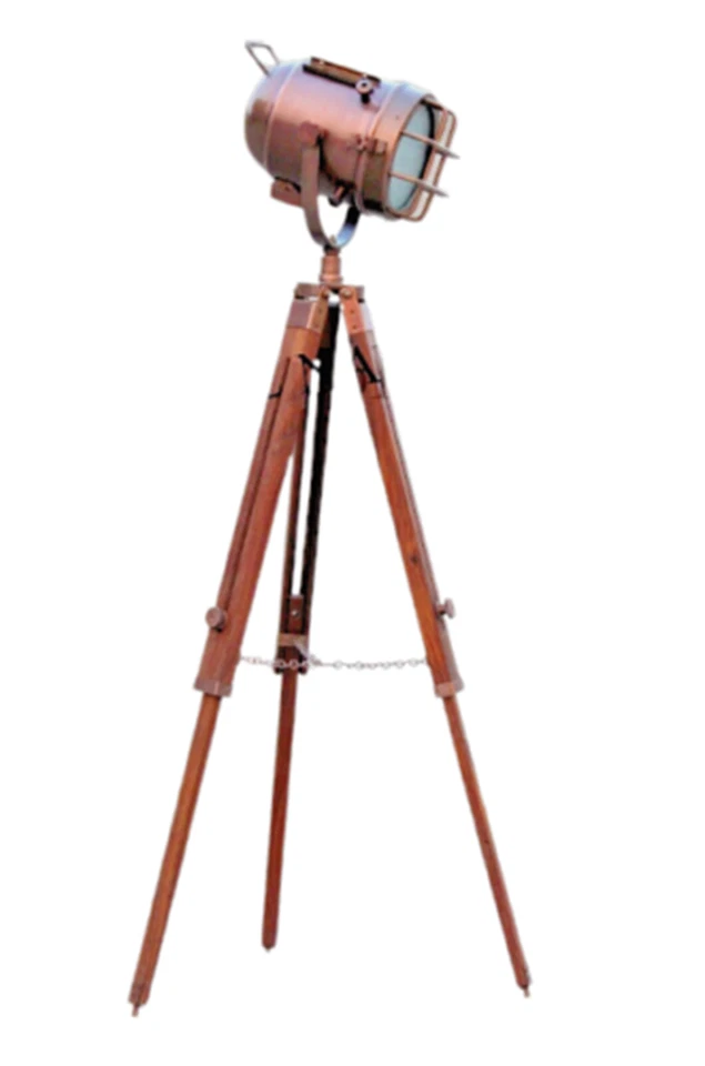 Lámpara de pie de estudio náutico trípode reflector decoración del hogar foco lámpara de cobre Foto 3 de 4