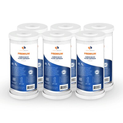6PK Premium Aquaboon Premium 5mic Carbon Block Water Filter Cartridge 10x4.5''