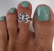 Daily Use  For Women's Solid Metal Butterfly Toe Ring White Gold Plated Silver