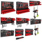 Werkzeugwand mit Gerätehalter für Rechen und Schaufel Werkzeughalter und Boxen