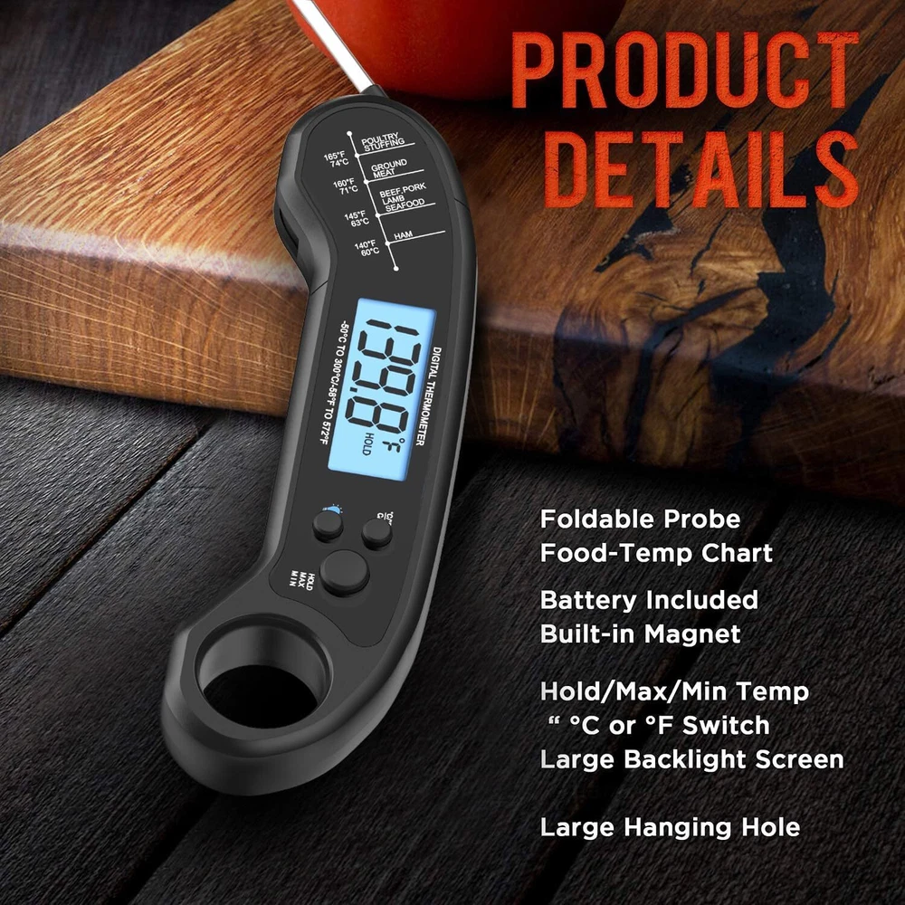 Meat Thermometer Digital, Instant Read Meat Thermometer for Grill and Cooking...