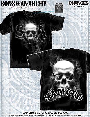 Sons of Anarchy SOA SAMCRO Smoking Skull Biker TV Jax Reaper Mens Shirt 28-616