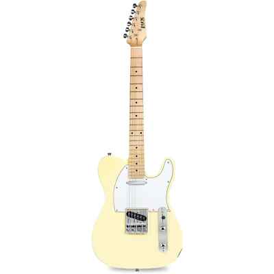 LyxPro 39'' Telecaster Solid Electric Guitar, Full-Size Paulownia Body, White