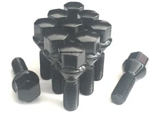 (20) 12x1.25 ACORN BLACK CONE SEAT WHEEL LUG BOLTS 28MM SHANK FIAT 500 DART JEEP