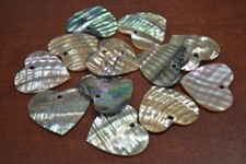 12 PCS HEART ABALONE SHELL BLANK CHARM PENDANT 35MM