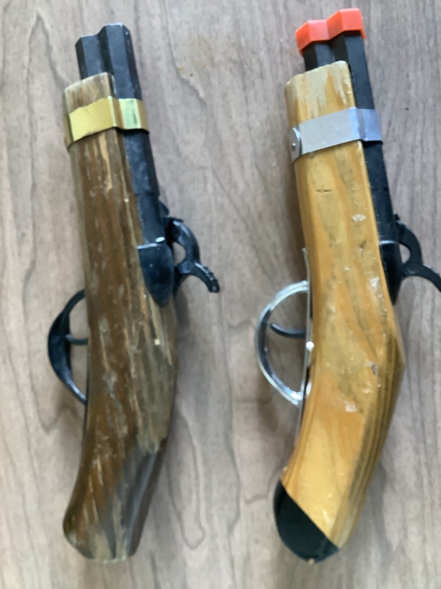 Vintage 2 DOUBLE BARREL Wooden Toy Cap Guns REPLICAS BY