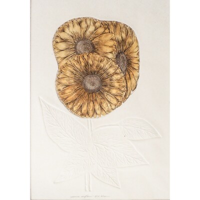 David Olson (American,1943) Embossed Etching ''SUMMER SUNFLOWERS'' 8/175 Signed