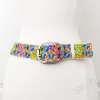 Jenny Krauss Boho Floral Densely Embroidered Blooms Wool Belt Handmade Peru Sz S Jenny Krauss (@jennykrausshandmade) • Instagram photos and  main image 2