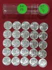 1957 (P) Silver Roosevelt Dime 1/2 Roll - BU - 25 coins - Actual Coins I12