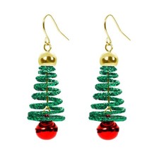 Xmas Tree Jingle Bell Dangle Earrings for Women Girls Cute Charms Red Ball Tinke