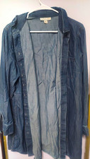 Coldwater Creek Womens Blue Button-Front Jack...