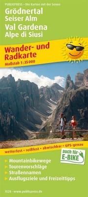 Grödnertal, Seiser Alm / Val Gardena, Alpe di Siusi: Wander- und Radkarte mit Au