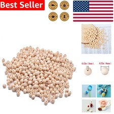 300pcs 8mm Round Wooden Spacer Beads Natural Unfinished Craft DIY Jewelry Making