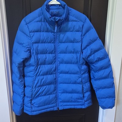 Stoic Women's Blue Puffer Jacket Full Zip Stand-Up Collar Short Size M