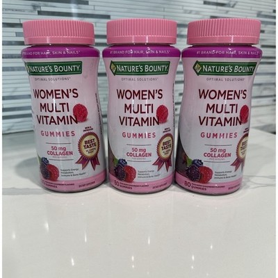 Natures Bounty Womens Multi Vitamin Gummies with Collagen 80ct 3 ct Mixed Berry