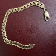 9ct Yellow Gold 7mm 20cm Curb Chain Bracelet 7mm wide 13 grams