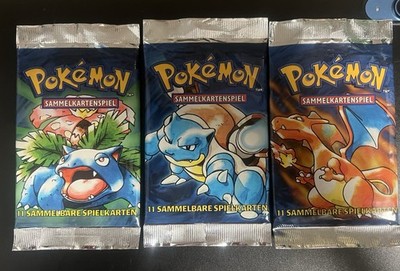 Pokémon Booster Base Set 1. Auflage Art Set Glurak Bisaflor Turtok Deutsch LEER