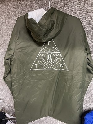 Rebel 8 Eight Ftw Green Button Up Jacket Hooded Sz Medium NWOT Skater Biker